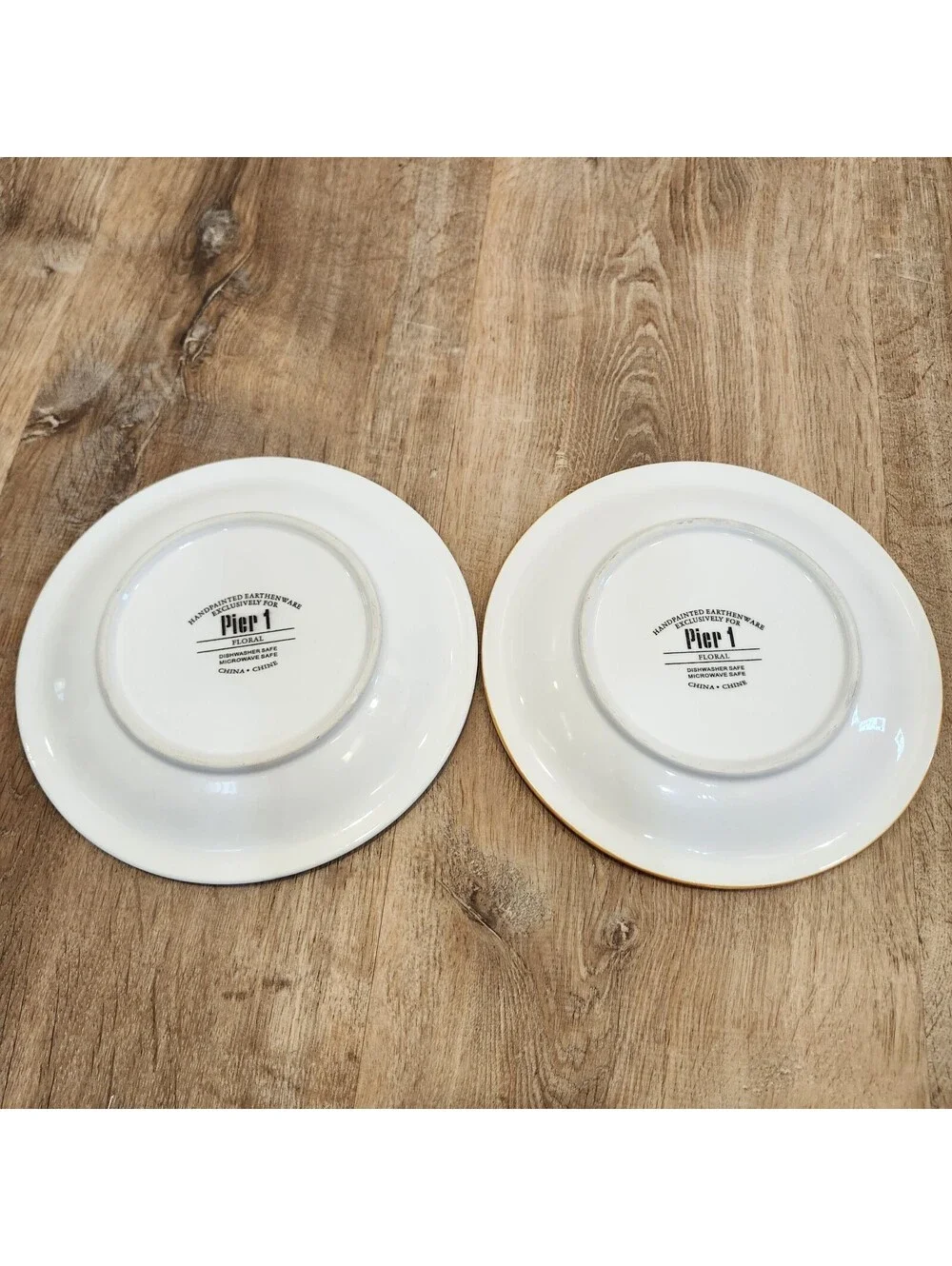 Pier 1 Hand Painted Earthenware 8.25” Salad/Dessert Plates, Set of 2, Floral